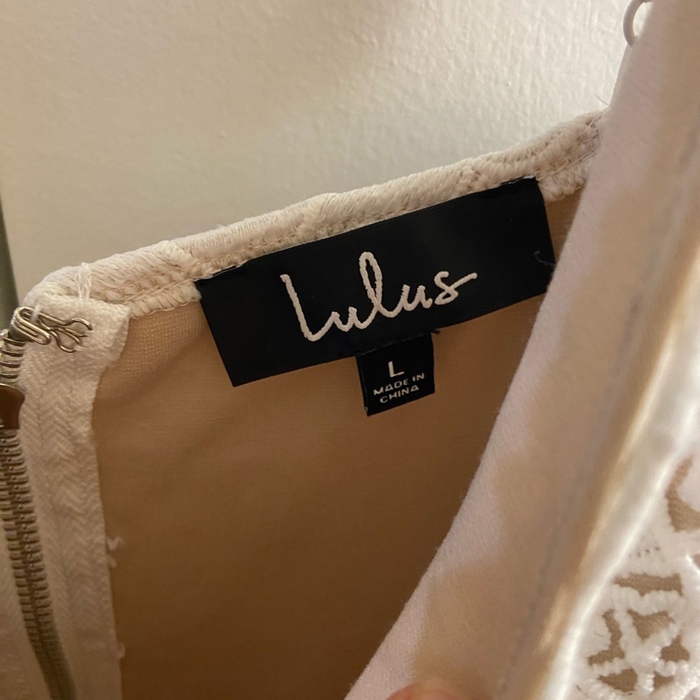 Lulu's white Cream Lace Dress mini Large NWT - Picture 5 of 6